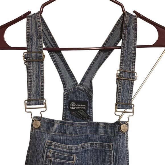 Vintage 90s No Boundaries Stretch Overalls, Straight Leg, DIY, SZ 15 juniors - Picture 3 of 12